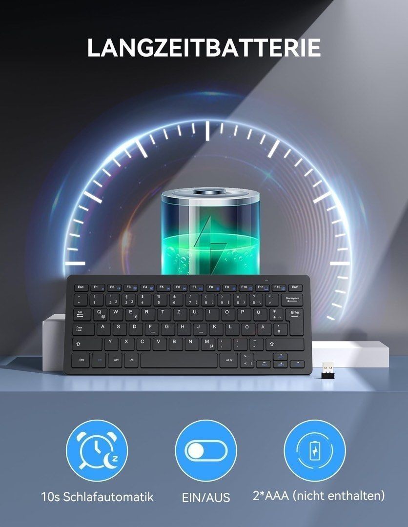 Arteck 2.4G Wireless Keyboard Stainless Steel Ultra Slim Full Size Keyboard With Numeric Keypad For Computer Desktop Pc Laptop Surface Smart Tv And Windows 10 8 7 Built In Rechargeable Battery 2799