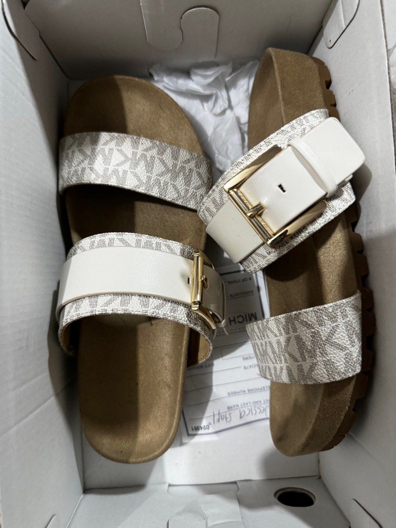Michael Kors Mylah Sandals Vanilla (MK) (Category: Slippers and slides) located in Manila. Submitted by aikascollectionph (Listing ID 1280940183, Image 3). Description: Nabili ko ng 5,000, used once pero bitin sa paa ko. Malambot ilakad. Gandang ganda ako kaya bumili ako ng bago na bigger size SIZE: 5.5 US.