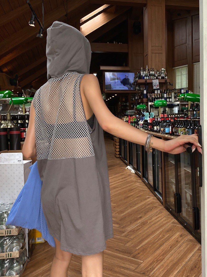 Mesh hoodie dress sale