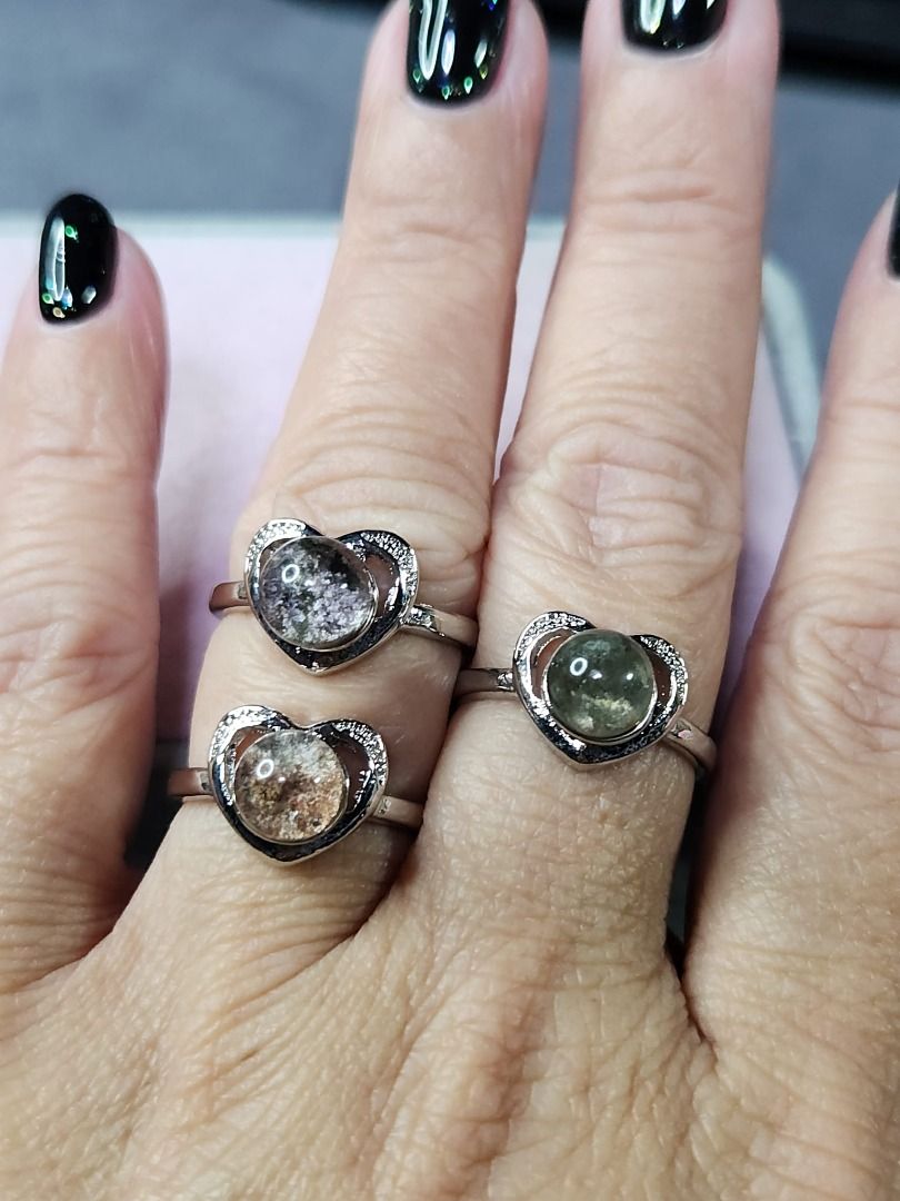 Natural Phantom Quartz Silver Adjustable Ring R542 3