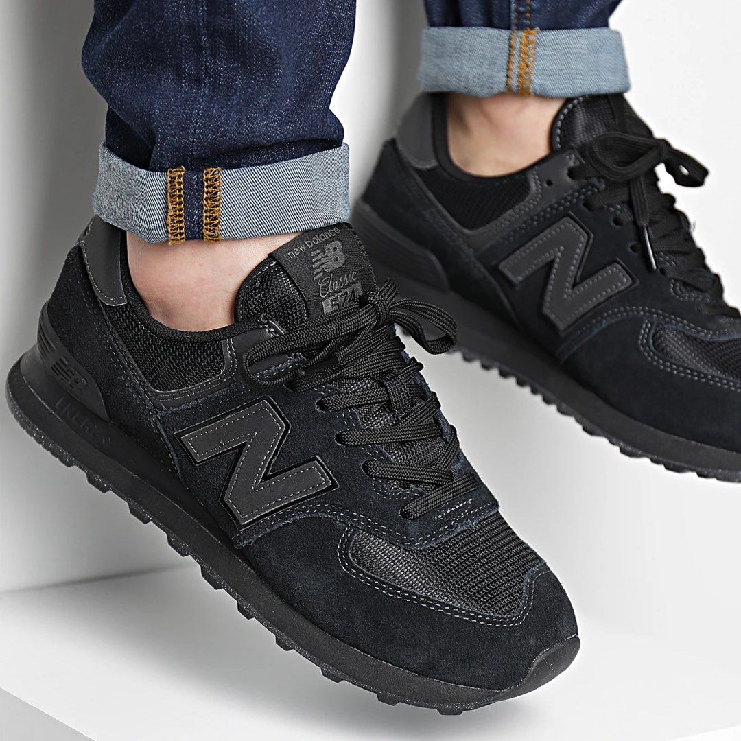 All black new balance top 574 mens