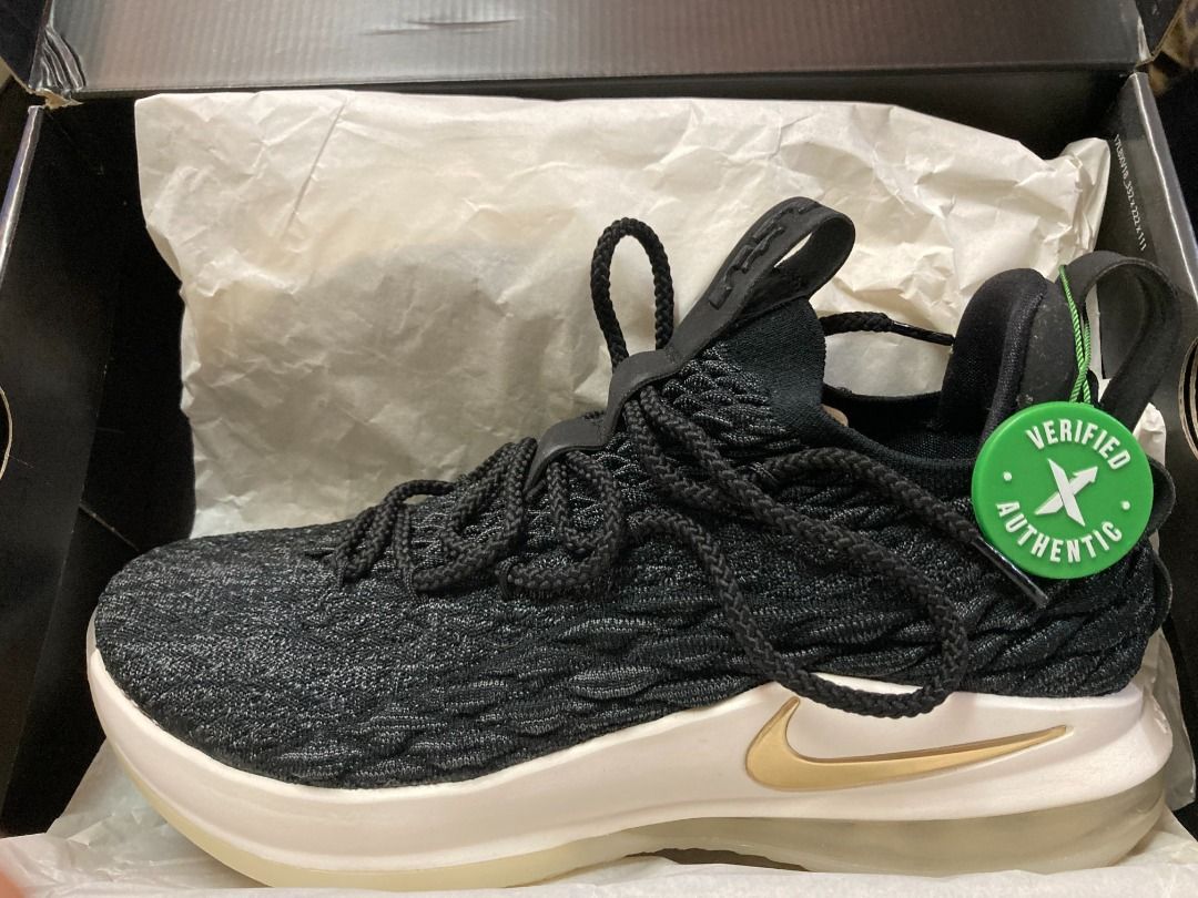 Lebron 15 low gold and black sales