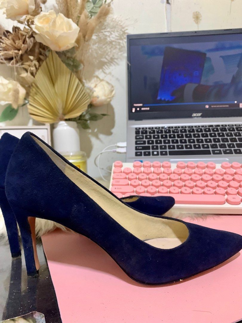 Nine west navy blue suede heels Women s Fashion Footwear Heels