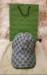 ☆ONHAND!☆ Authentic Gucci GG Logo Canvas in Blue Baseball Cap