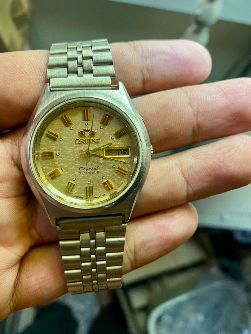 Orient Crystal 21 Jewels Round Gold Plated Automatic Watch