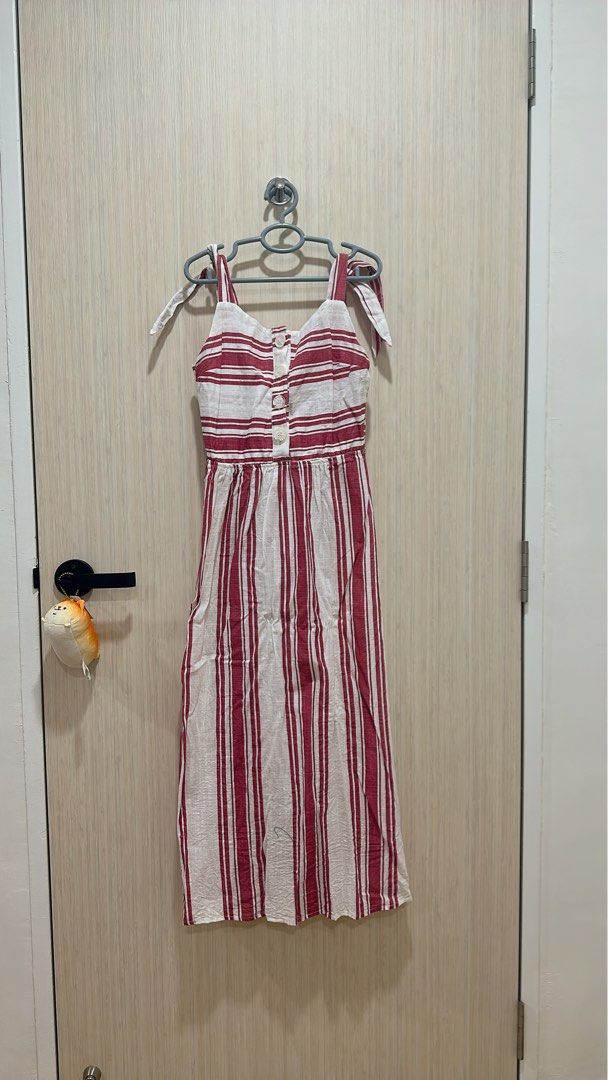 Red stripe midi top dress