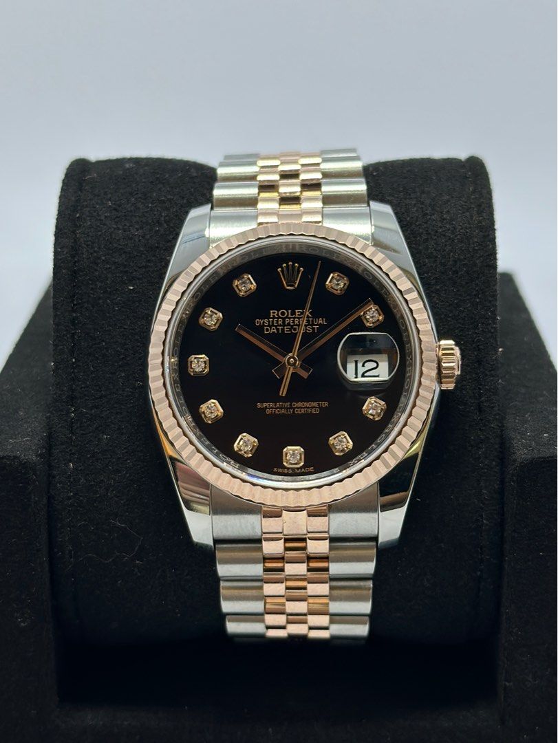 Gold datejust black face top