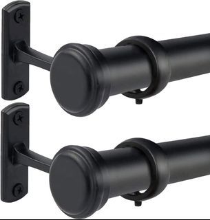 Rose Home Fashion RHF 1 Inch Curtain Rods 72 to 144-In, 2 Pieces , Black Curtain Rod for Windows, Window Treatment