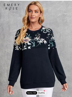 SHEIN Unity Drop Shoulder Embroidered Letter Pullover