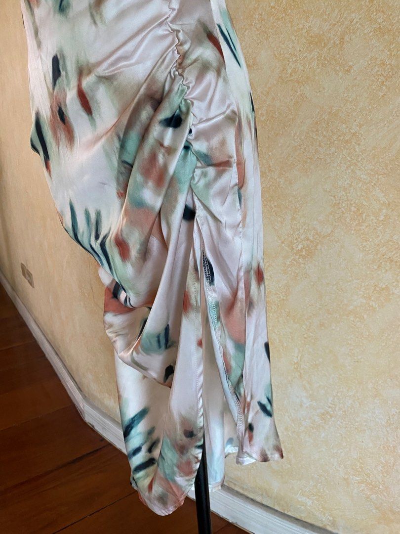 strapless open back dress One Shoulder Drape Gown