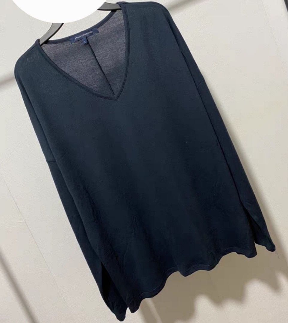 size L french connection black v neck long sleeve sweater