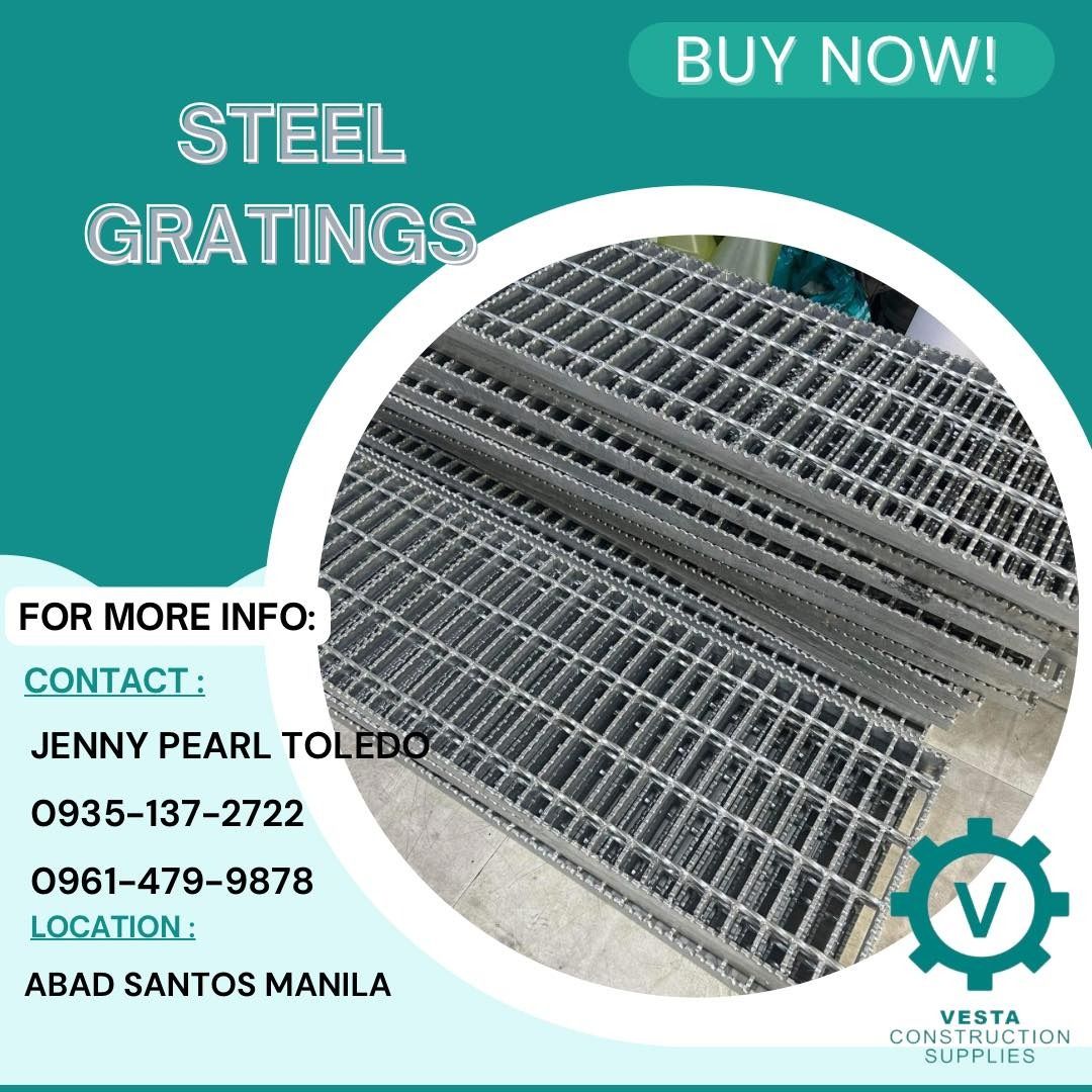 Steel gratings (Category: Construction & Building Materials) located in Manila. Submitted by vestapearl14 (Listing ID 1280868156, Image 1). Description: VESTA CONSTRUCTION SUPPLIES‼️‼️‼️ Flash Sale⚡️‼️‼️‼️ FOR MORE INFORMATION AND FOR FASTER TRANSACTION PLEASE CONTACT ☎️‼️ 📩/📞09351372722‼️ 📱/📞09614799878‼️ 📌Construction materials 📌Industrial Materials 📌Machines Available ‼️ .