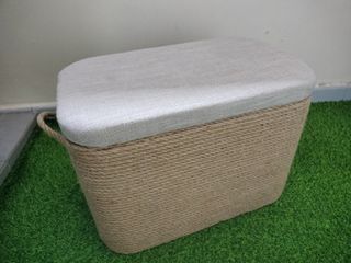 Foldable storage stool container box 2 seater light blue, Furniture ...