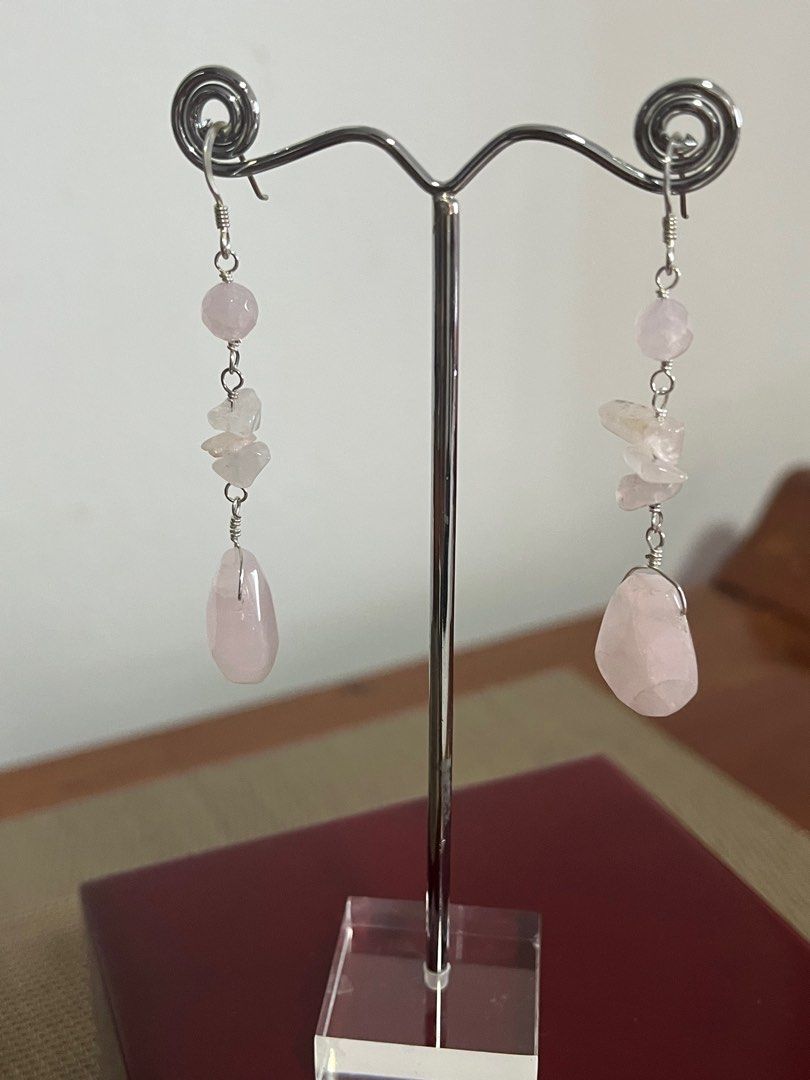 Genuine rose quartz new arrivals earrings