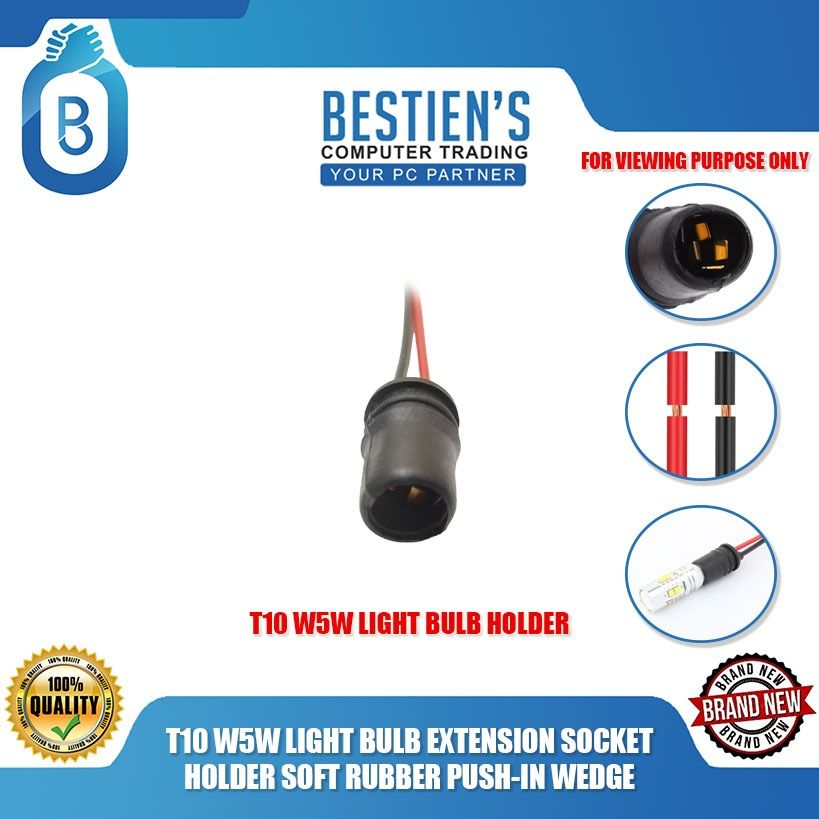 T10 W5W LIGHT BULB EXTENSION SOCKET HOLDER SOFT RUBBER PUSH-IN WEDGE (Category: Electrical, Adaptors & Sockets) located in Quezon City. Submitted by besteinpc (Listing ID 1280691543, Image 1). Description: T10 W5W LIGHT BULB EXTENSION SOCKET HOLDER SOFT RUBBER PUSH-IN WEDGE FEATURES: 👉Material: Rubber 👉Diameter: 12mm 👉Wire Length: approx. 10cm 👉Head Color: Black 👉Wire Color: Red+Black BENEFITS: 👉Fits on OEM/LED/SMD bulb socket for maximum p