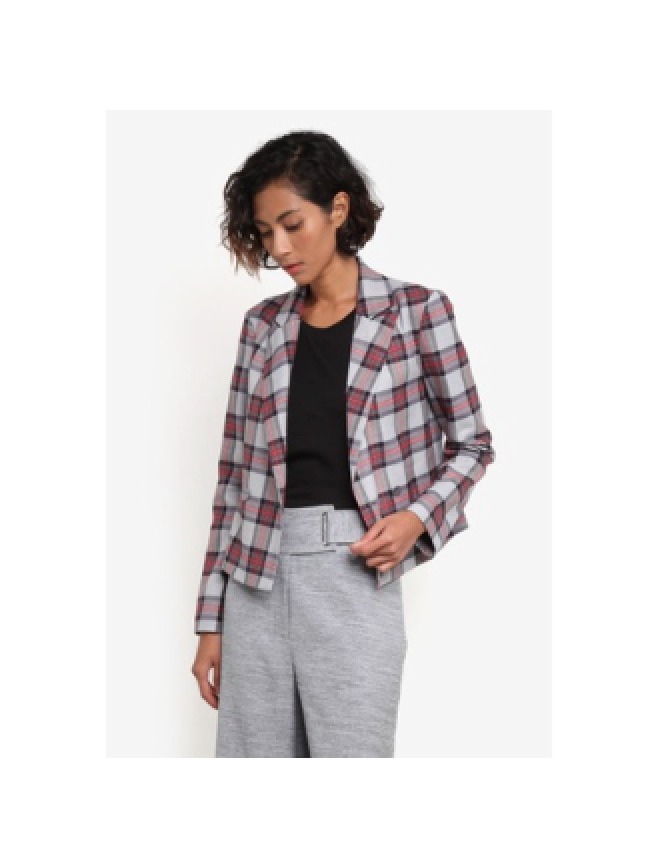 Topshop plaid blazer womens store