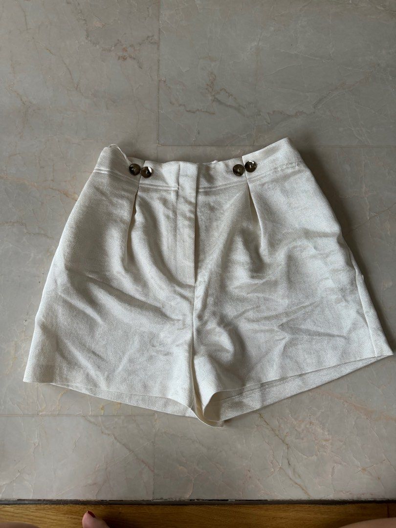 White on sale shiny shorts