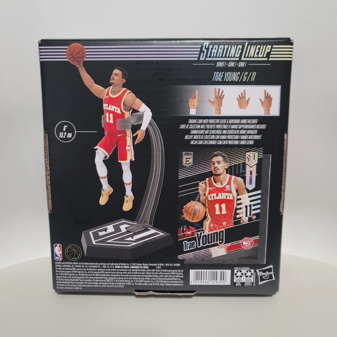 TRAE YOUNG Starting LineUp Series 1 (Category: Figurines & Statues) located in Quezon City. Submitted by jasperstoyvault (Listing ID 1280869821, Image 2). Description: New and sealed. Bought and shipped from US. Box not guaranteed mint. Request photo if necessary. BDO BPI GCash payment only. For pick up only via Lalamove or Grab Express. Novaliches QC area. FULL PAYMENT is required before booking pick up service..