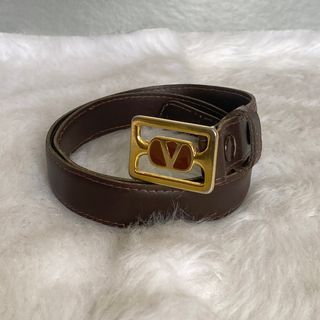 Valentino Garavani Vintage Brown Leather Slim Belt