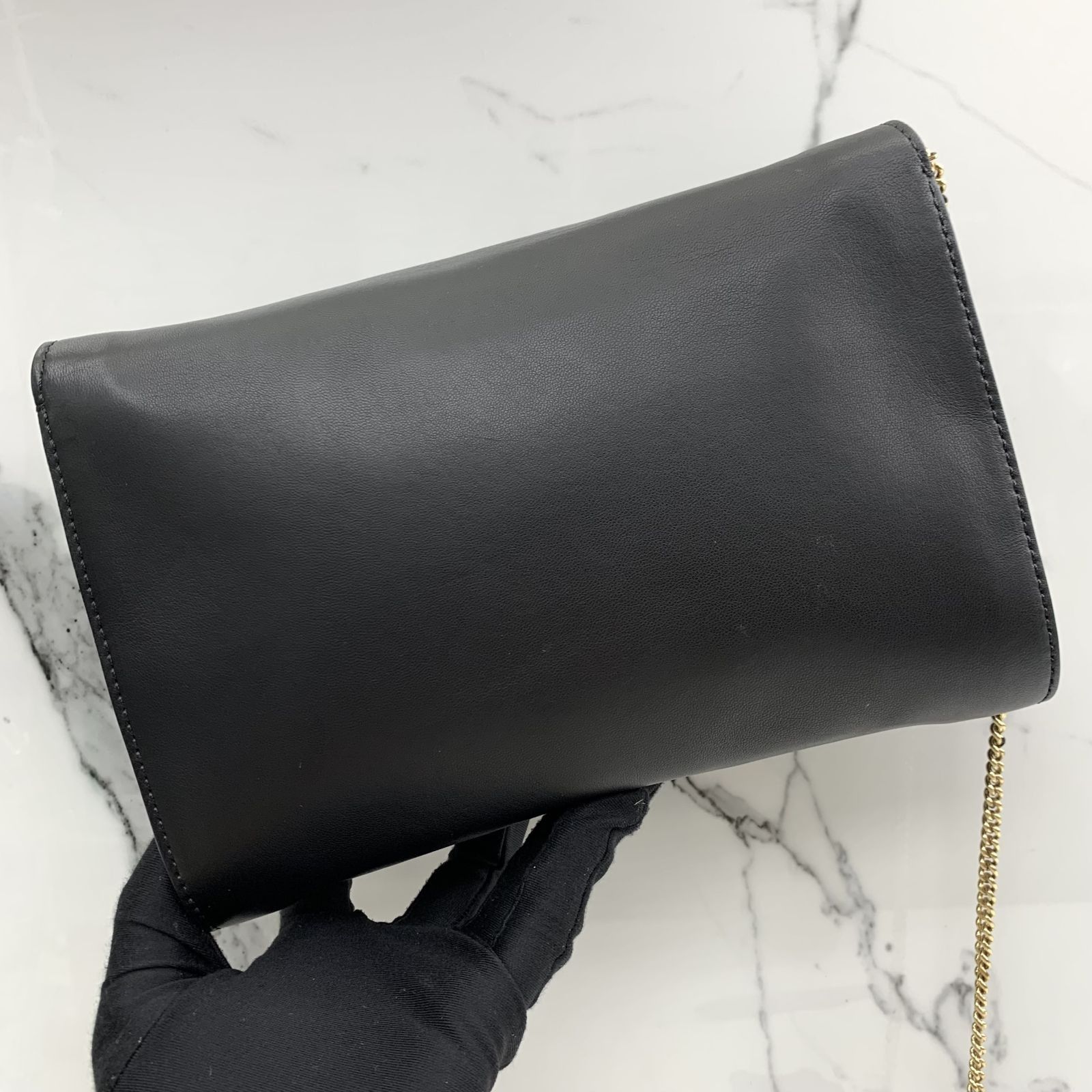 Medusa chain leather evening bag discount
