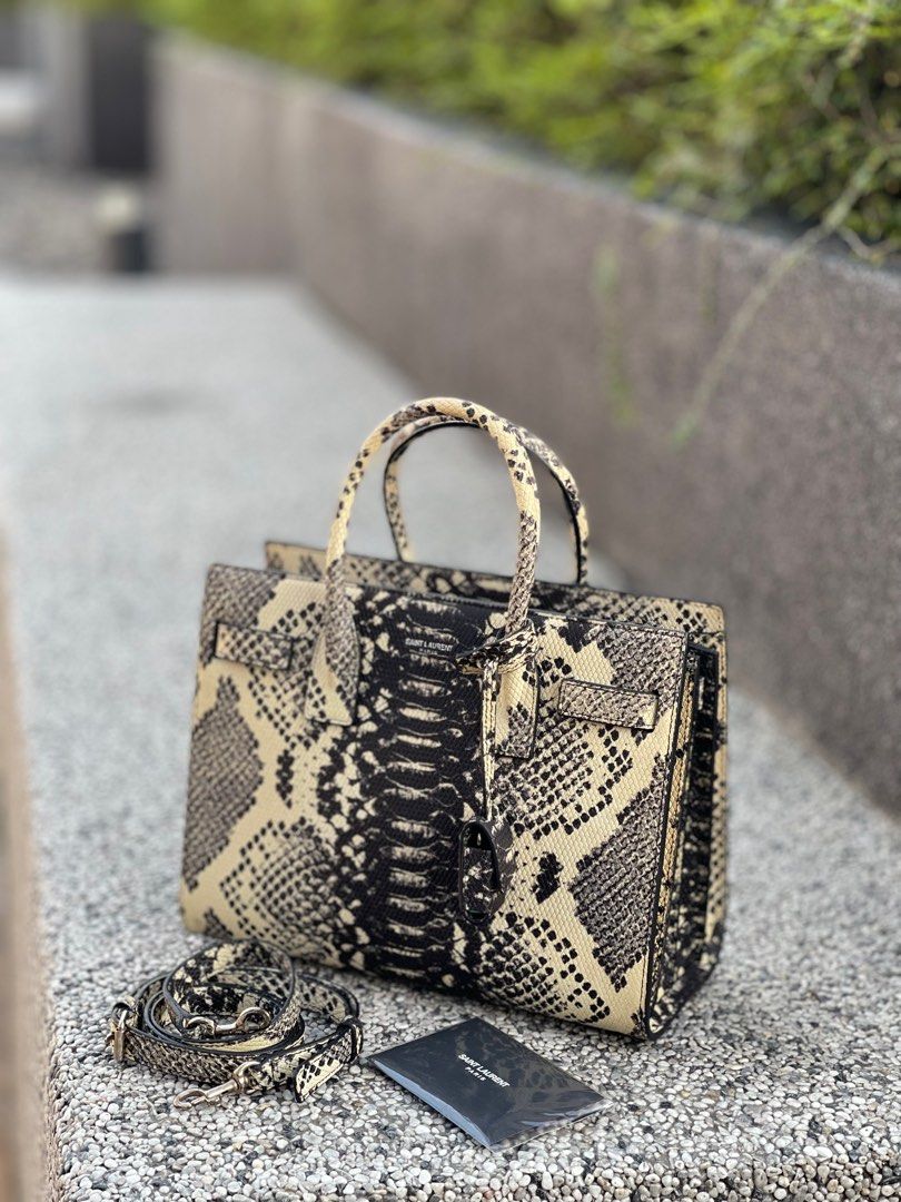 Very Cheap Deal SAINT LAURENT Python Embossed Nano Sac De Jour Black White