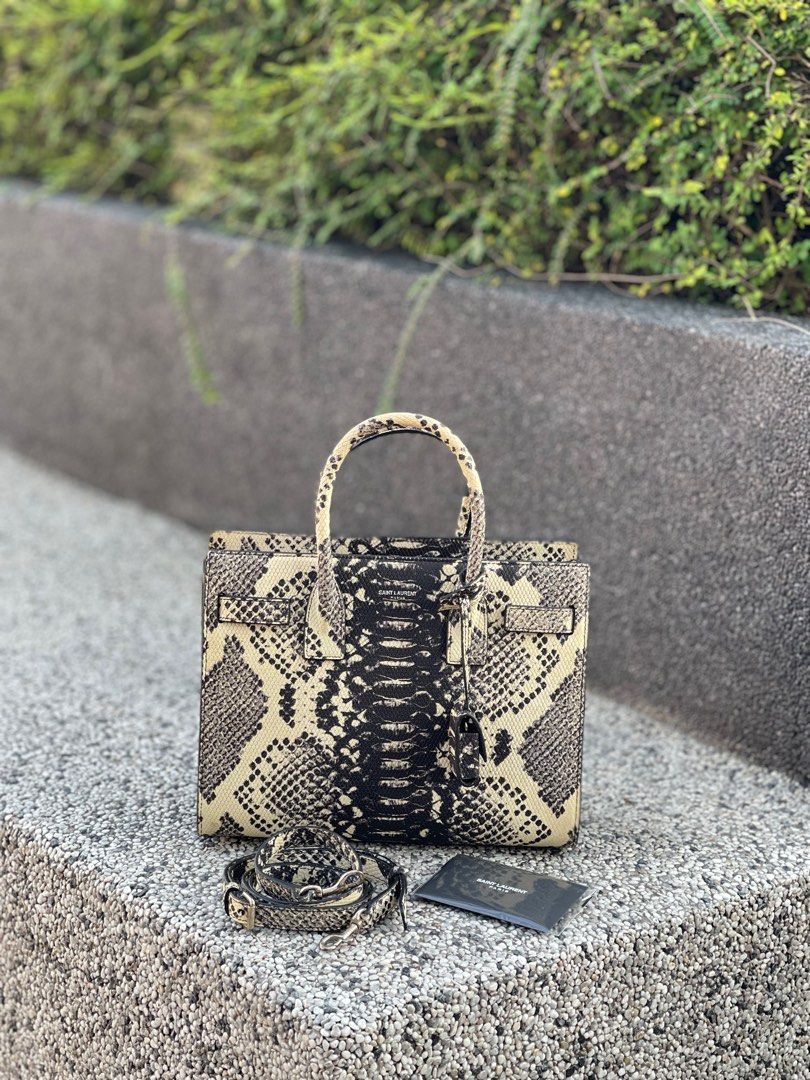 Ysl black snakeskin bag discount