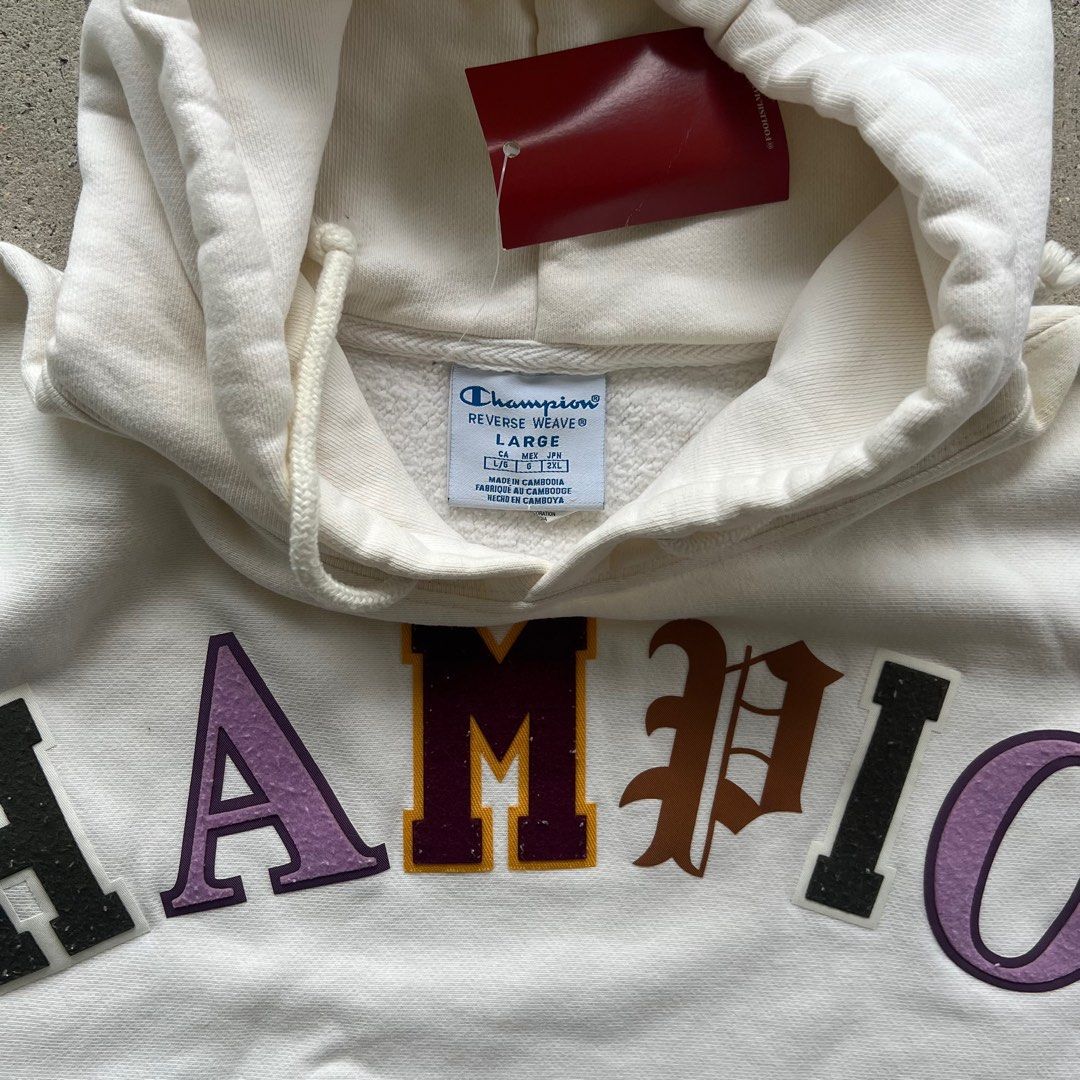 Vintage 90s Champion Cropped White Hoodie