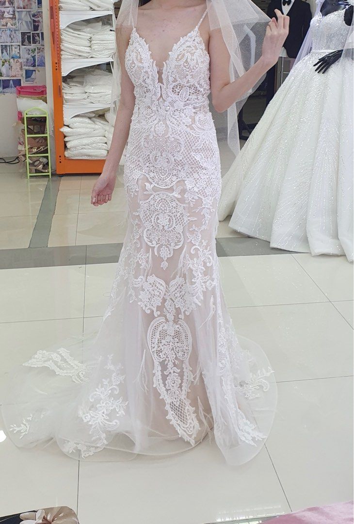 Wedding Dress Gown Mermaid Lace Low cut