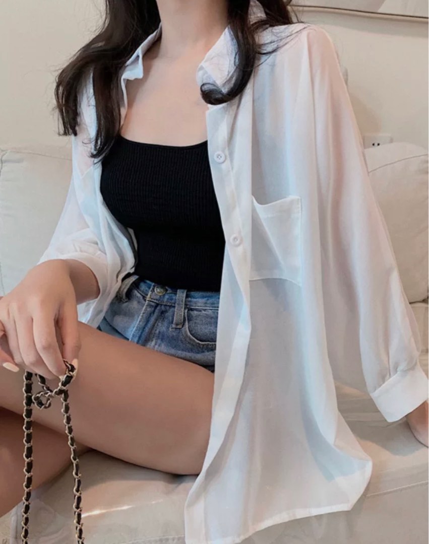 White see through cardigan