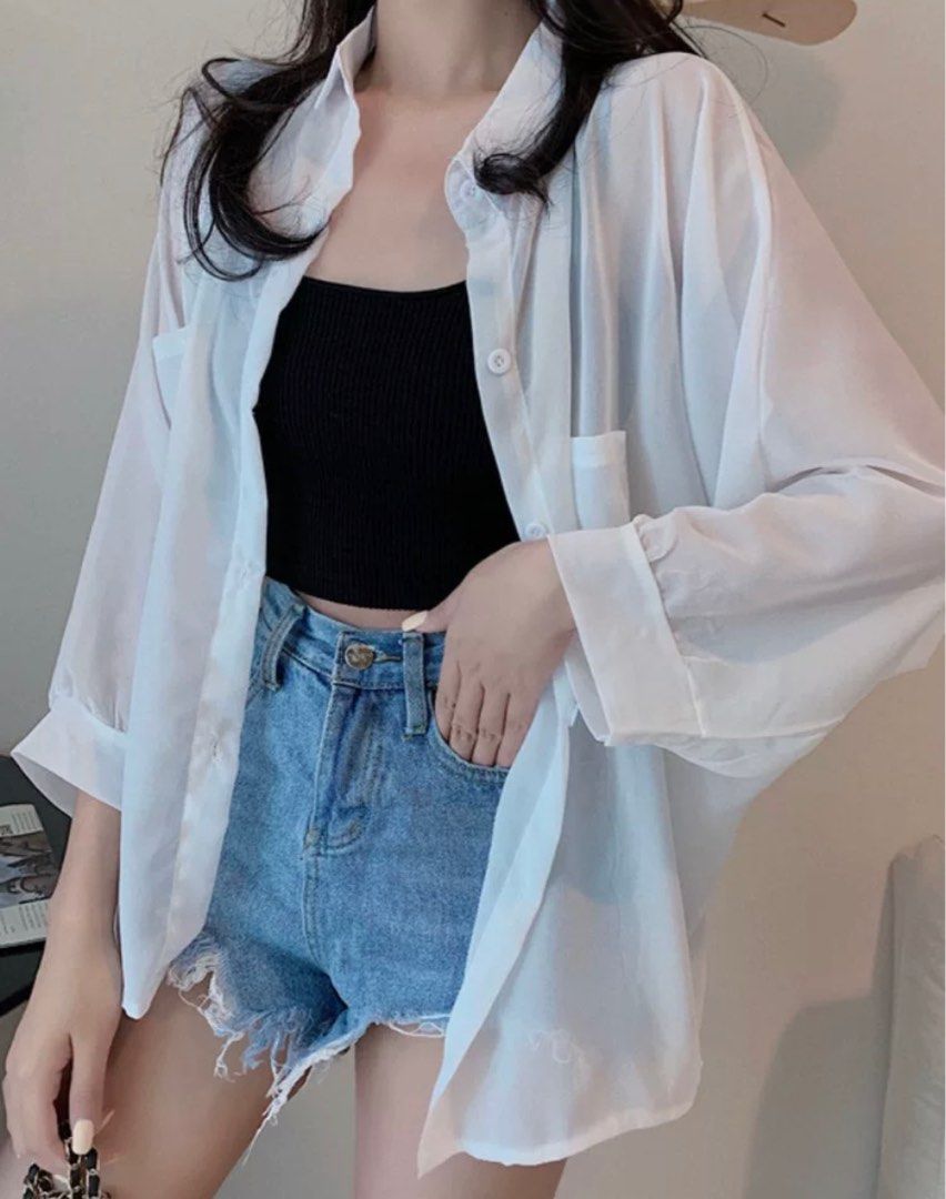 White sheer cardigan with clearance sleeves