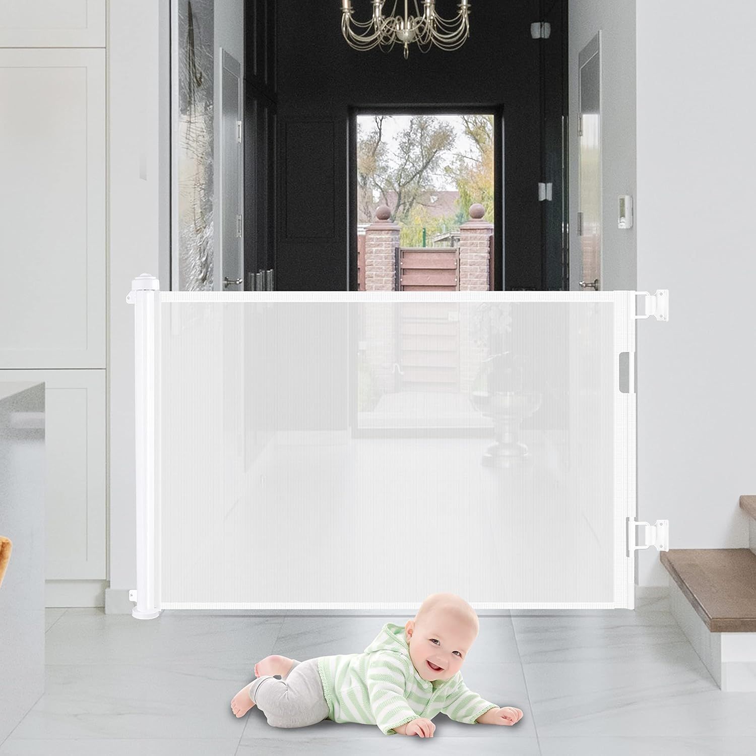 Wiscky Retractable Baby Gate Dog Gate Extra Wide Safety Gates