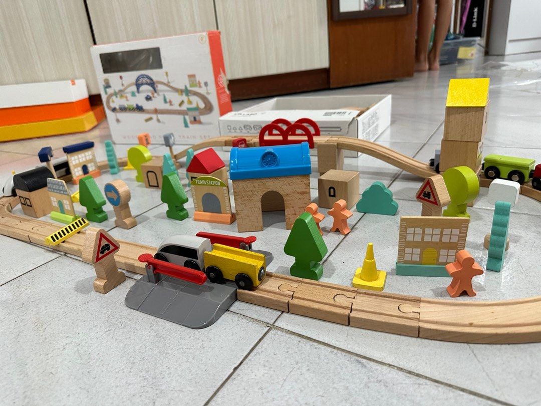 argos toys wooden train set
