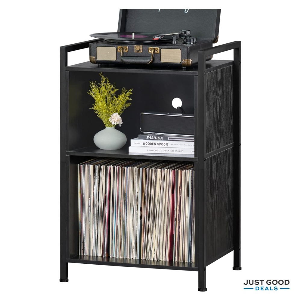 YAHARBO Turntable Stand, Record Player Stand, 3-Shelf Black Vinyl ...
