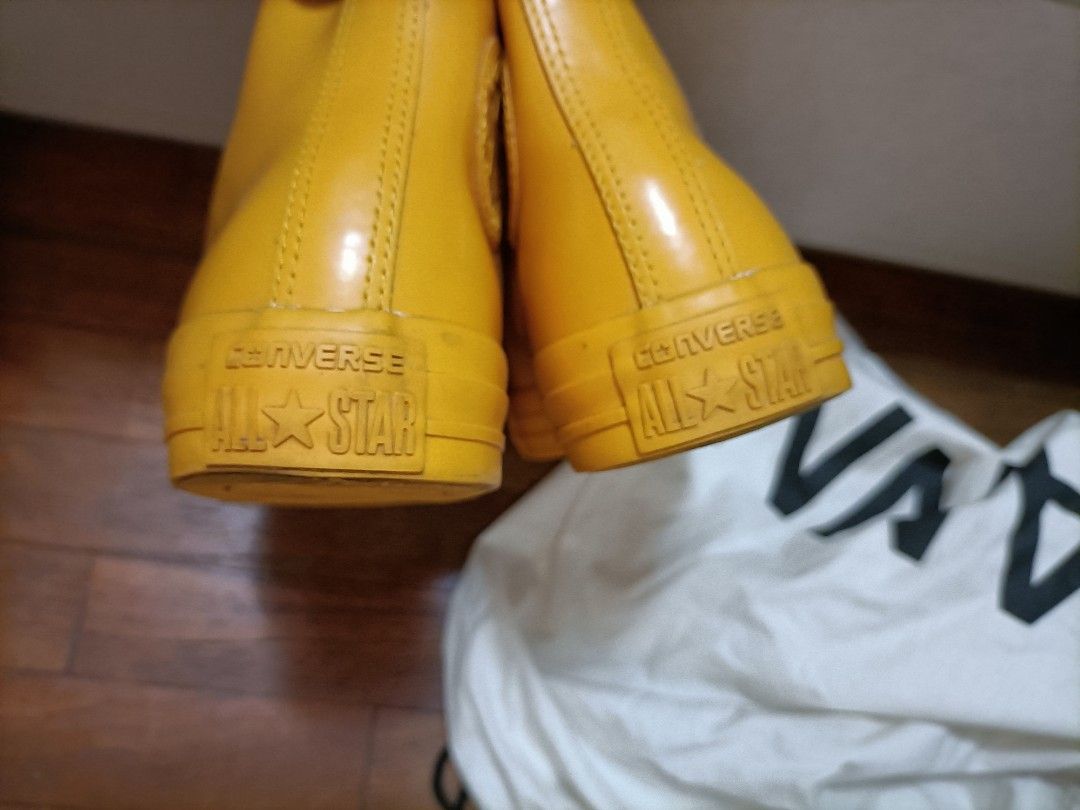 Converse yellow store rubber high tops