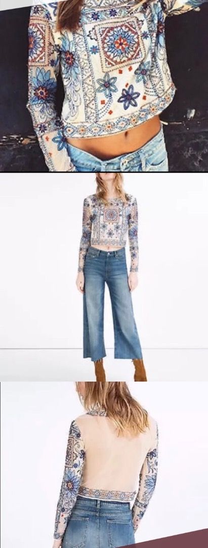 Zara beaded long sleeve top Women s Fashion Tops Longsleeves on