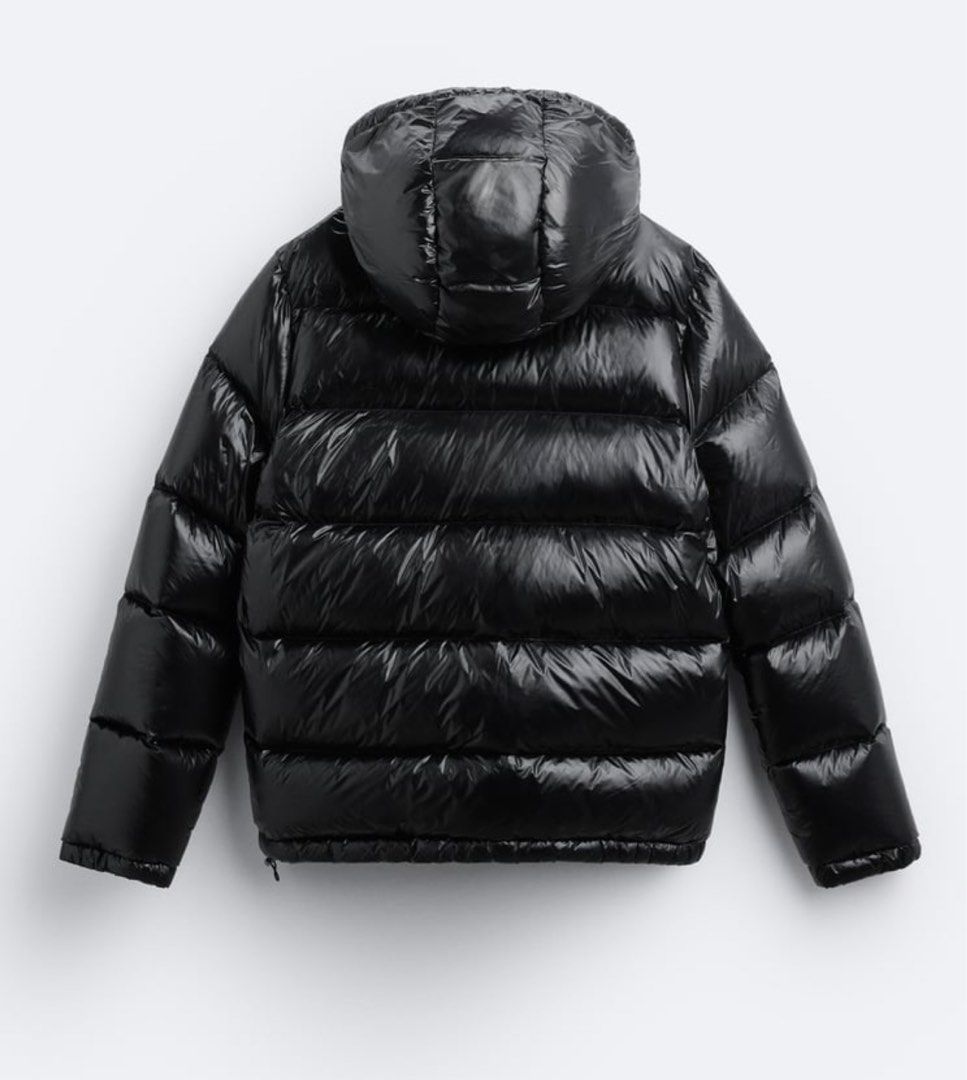 Black shiny store puffer jacket zara