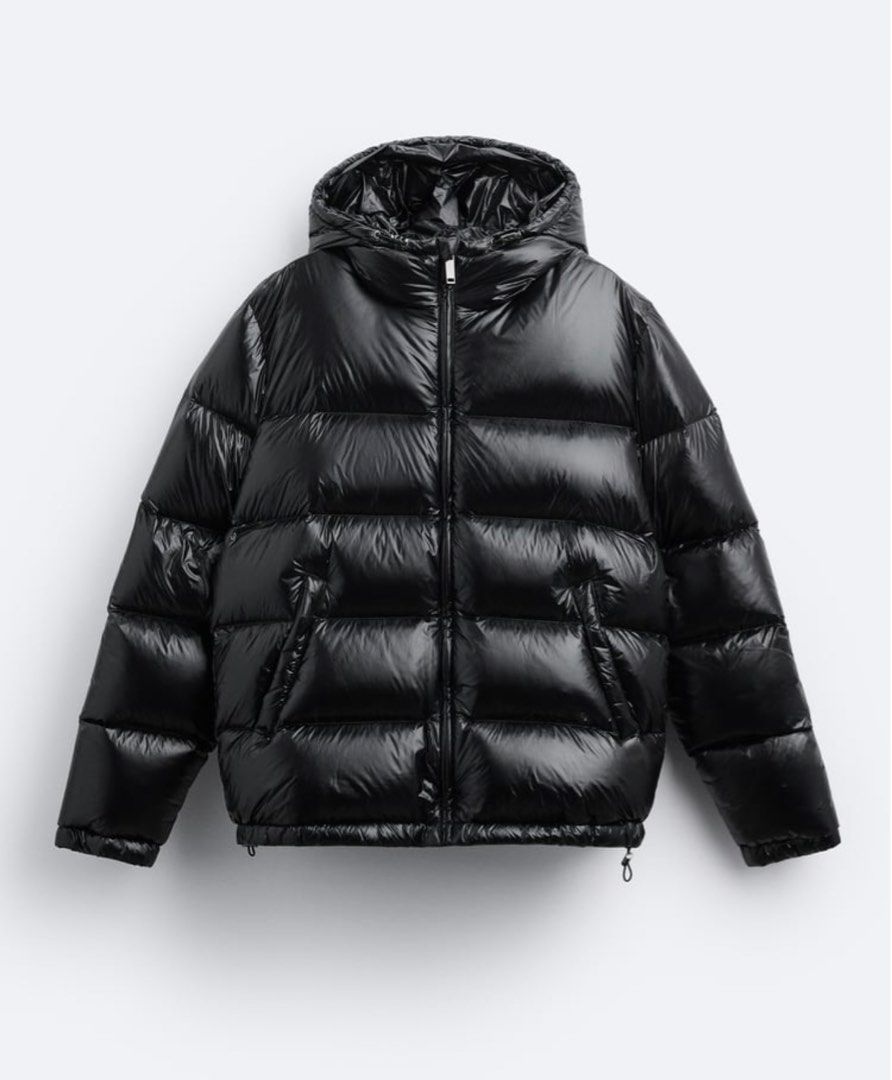 Zara black shiny puffer jacket on sale