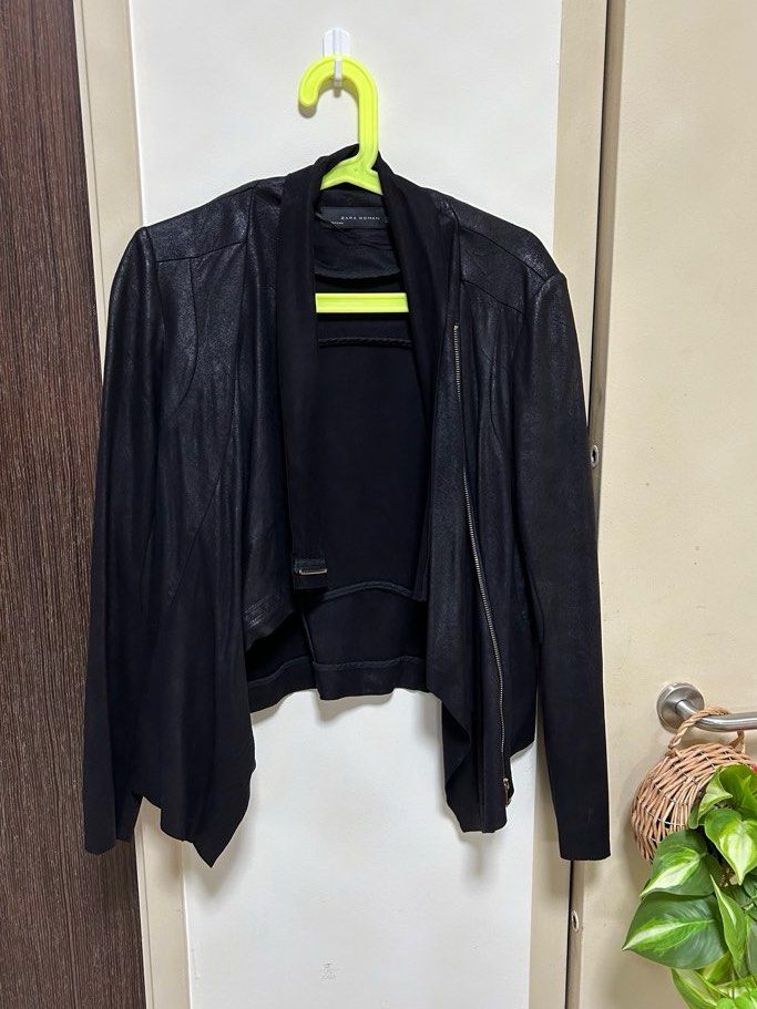 Waterfall leather outlet jacket zara