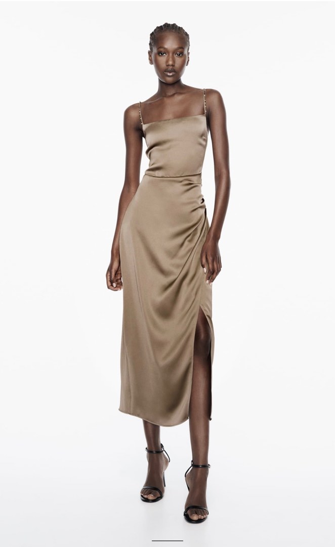 Zara Satin MIDI Dress with Rhinestones Strap, Women's Fashion, Dresses & Sets, Dresses on Carousell Zara Satin MIDI Dress with Rhinestones Strap, Women's Fashion, Dresses & Sets, Dresses on Carousell