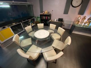 10seater Tempered glass  dining table with rotating centre