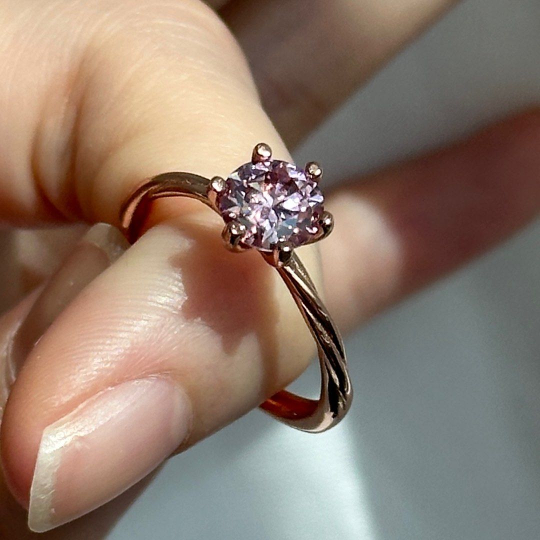 1 CT Twist Ring Premium Light Pink Moissanite from Beyond Statement