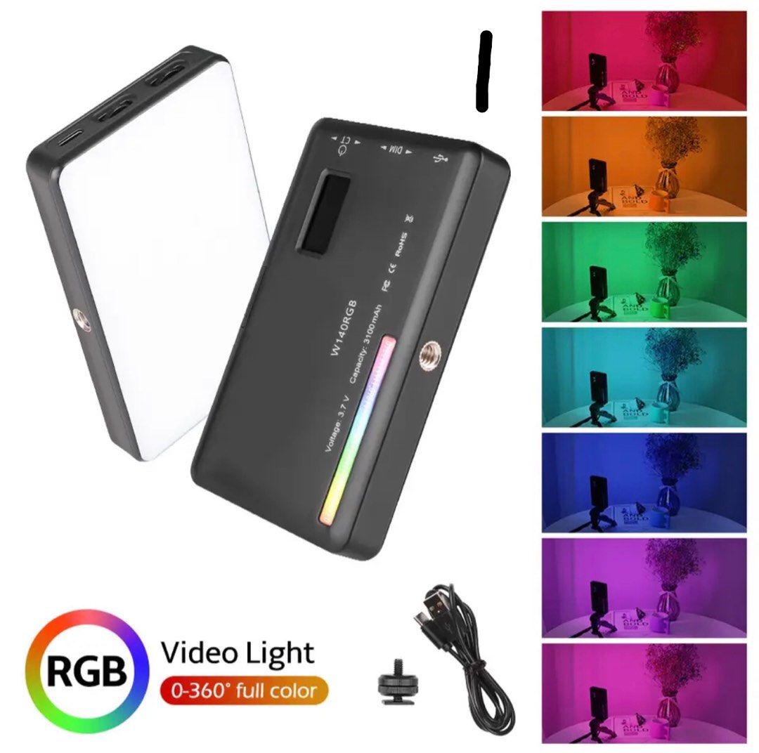 1.sh W140 RGB Video Light 2500-9000K 3100mAh LED Camera Light With Diffuser Effect Vlog Fill Light Photography Lighting 2. Details.. (Category: Lighting & Studio Equipment) located in Singapore. Submitted by yc113 (Listing ID 1265436504, Image 3). Description: .Type 1 - $40 - rechargeable .Type 2 - $30 - Ulanzi VL49 RGB Video Light for Photography 2000mAh LED Panel Video Camera Lamp Vlog Fill Light Live Luminaire and rechargeable. .Type 3 - $25- 