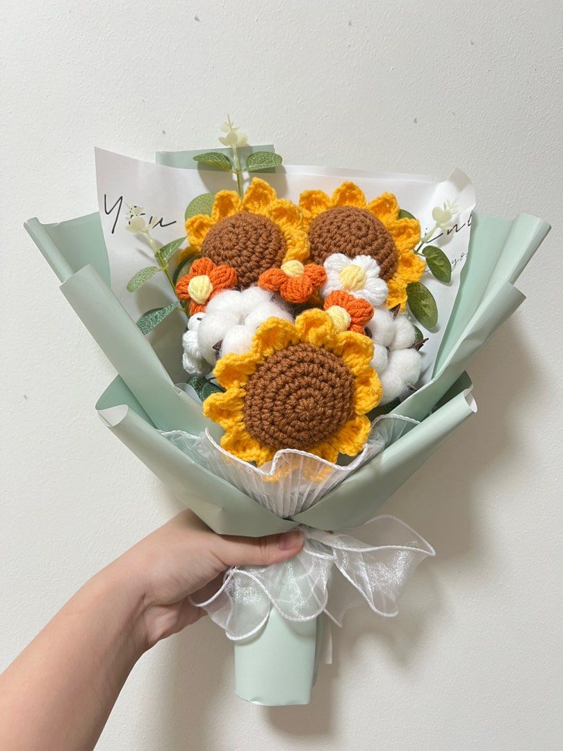 scooters sunflowers nudist 3 Piece Crochet Sunflower Bouquet in Green / GRADUATION FLOWER BOUQUET /  TEACHERS DAY BOUQUET / BIRTHDAY GIFT / CONCERT GIFT / FAREWELL GIFT /  VALENTINES DAY / MOTHERS DAY, Hobbies &