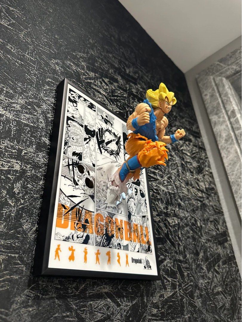 3D Anime Painting - Goku Super Saiyan Running Out From Anime World