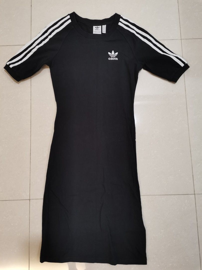 adidas 3 stripes dress black