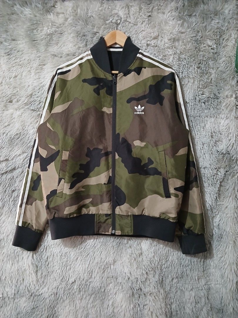 ADIDAS CAMOU BOMBER REVERSIBLE Men s Fashion Activewear on Carousell