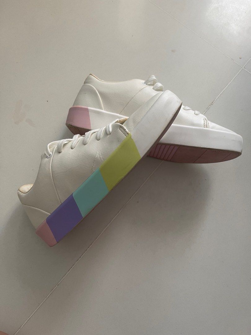 ALDO White Sneakers with Pastel Coloured Details