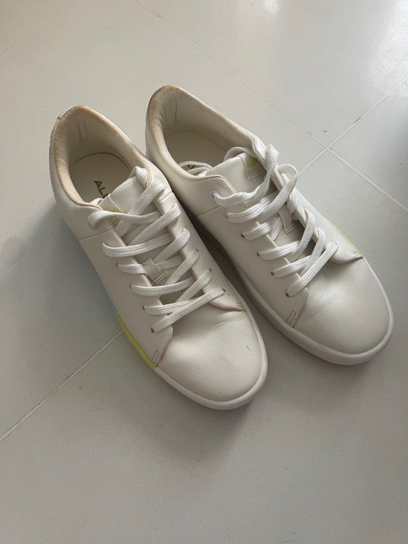 ALDO White Sneakers with Pastel Coloured Details Women s Fashion