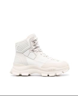 AMBUSH - Lug Sole Hiking Boots In Triple White (Unisex Modern Sneaker Hiking Boots)
