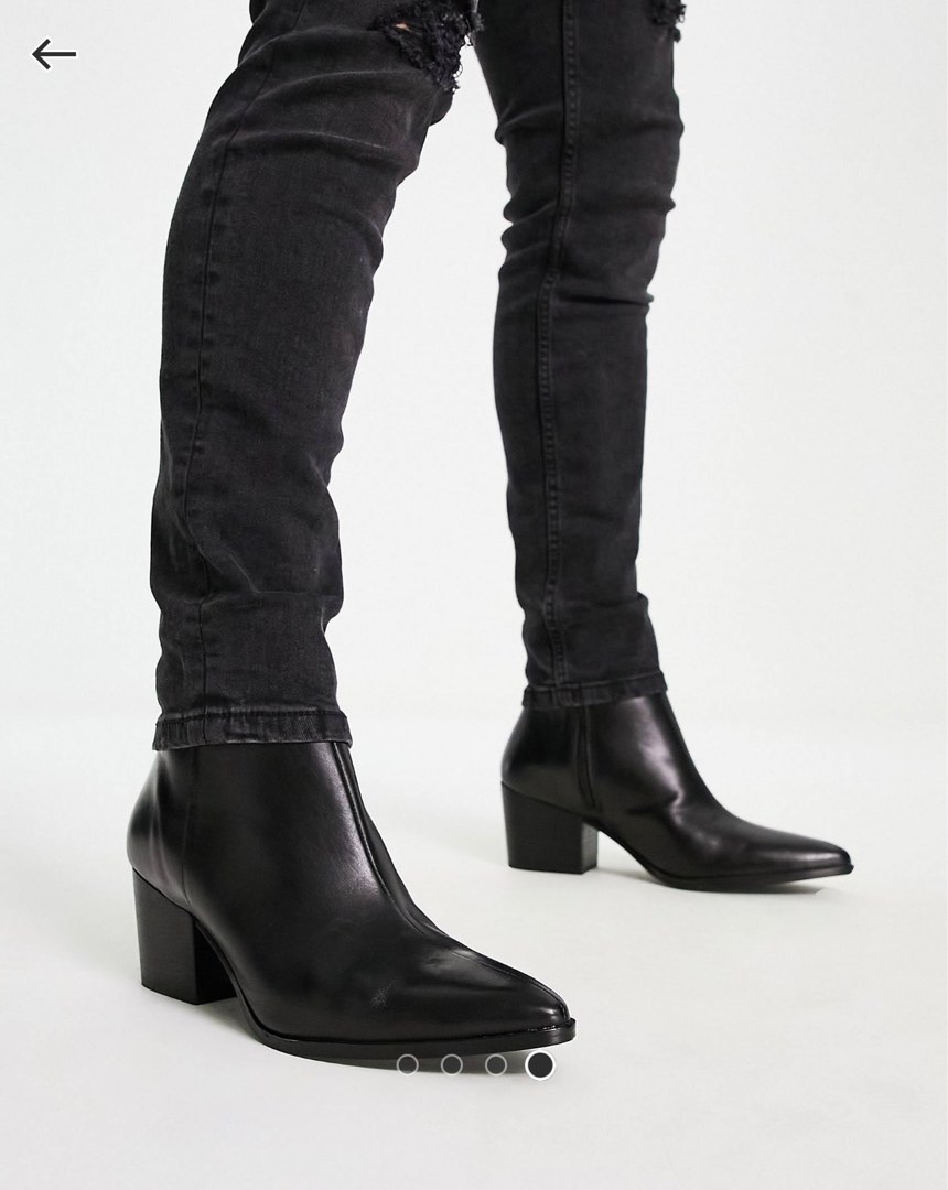 Black leather pointed chelsea boots on sale